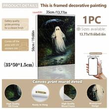 1pc Canvas Wall Art, Framed Wall Decor, Atmospheric Rainy Night Umbrella Ghost Forest Path Canvas Hanging Painting, Eerie Pastoral Vintage Oil Painting Frameless Poster, Aesthetic Hanging Decorative Print, Suitable For Modern Home Decor, Room Decor, Dorm Decor, Bedroom Decor, Living Room Decor - Umbrella Ghost - View 16