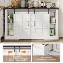 Sideboard In Classic American Country Style / Buffet Cabinet With Storage Space / With Sliding Doors And 3 Drawers / Scratch-Resistant And Easy To Clean / Suitable For Kitchen, Dining Room And Living Room / White - White - View 4