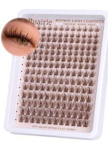 200pcs Self-Adhesive D-Curl Fluffy 8-16mm Mixed Individual DIY Lash Extensions Glue-Free Cluster Lashes Natural Thin Cartoon Lashes Makeup Tool Gift For Women Girls Weekly Lashes - D - View 1