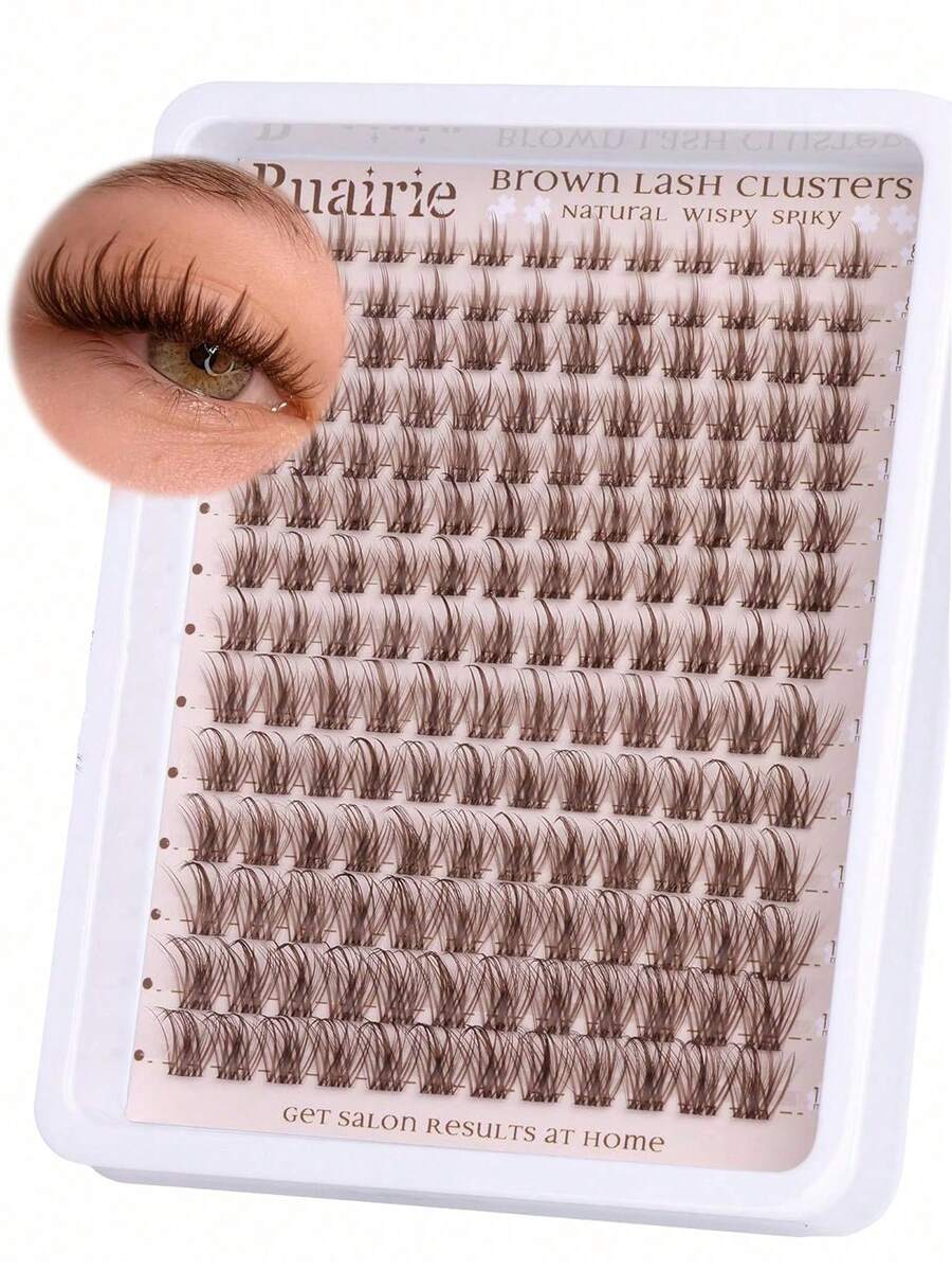 200pcs Self-Adhesive D-Curl Fluffy 8-16mm Mixed Individual DIY Lash Extensions Glue-Free Cluster Lashes Natural Thin Cartoon Lashes Makeup Tool Gift For Women Girls Weekly Lashes - D - View 1