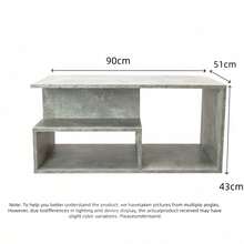Stylish Coffee Table, Desk, Gathering Table, Side Table, Tea Table, End Table, Storage Table, Organizer Table, Nightstand, Grey Faux Stone Texture, Suitable For Apartments, Rental Homes, Bedrooms, Living Rooms, Studies. - Coffee Table - View 3