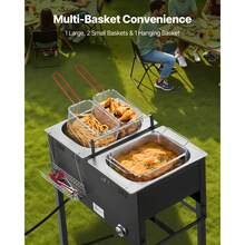 Outdoor Propane Deep Fryer, Dual-Tank 16QTx2 Large Capacity Commercial Fryer, Stainless Steel Fish Cooker With 3 Basket, Thermometer, Floor Standing Fryers For Catering Event Camping, 50,000 BTU - 16QTx2 - View 5