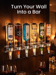 3 To 6 BOTTLE WALL MOUNTED & ROTARY STAND DRINK OPTIC DISPENSER PARTY BAR BUTLER - Silver, 6-bottle - View 2