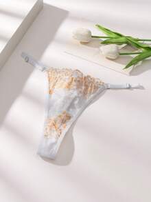 4pcs Women's Seamless Two-Tone Lace Patchwork Adjustable Waist Plus Size Sexy Panties, Elastic Breathable Comfortable Skin-Friendly Underwear - Multicolor - View 4