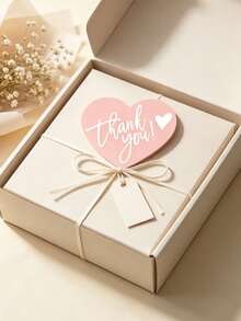 50pcs Heart Print Thank You Cards, Minimalist Cute Style Thank You Note Cards, Thank You Packaging Stickers, Small Business Order Packaging, Gift Box Decoration, Wedding Party Favors, Valentine's Day, Mother's Day, Father's Day - Heartfelt Thank You Card - View 1