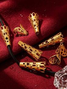 20 cái đầu bịt hạt hình nón dài rỗng bằng thép không gỉ họa tiết filigree, phụ kiện nối làm trang sức DIY, mua số lượng lớn - nón hạt - Xem 7