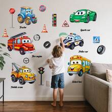 Cartoon Car Wall Sticker, Bedroom Children's Room Living Room Background Wall Home Decor Self-Adhesive Wall Decal - Multicolor - View 7
