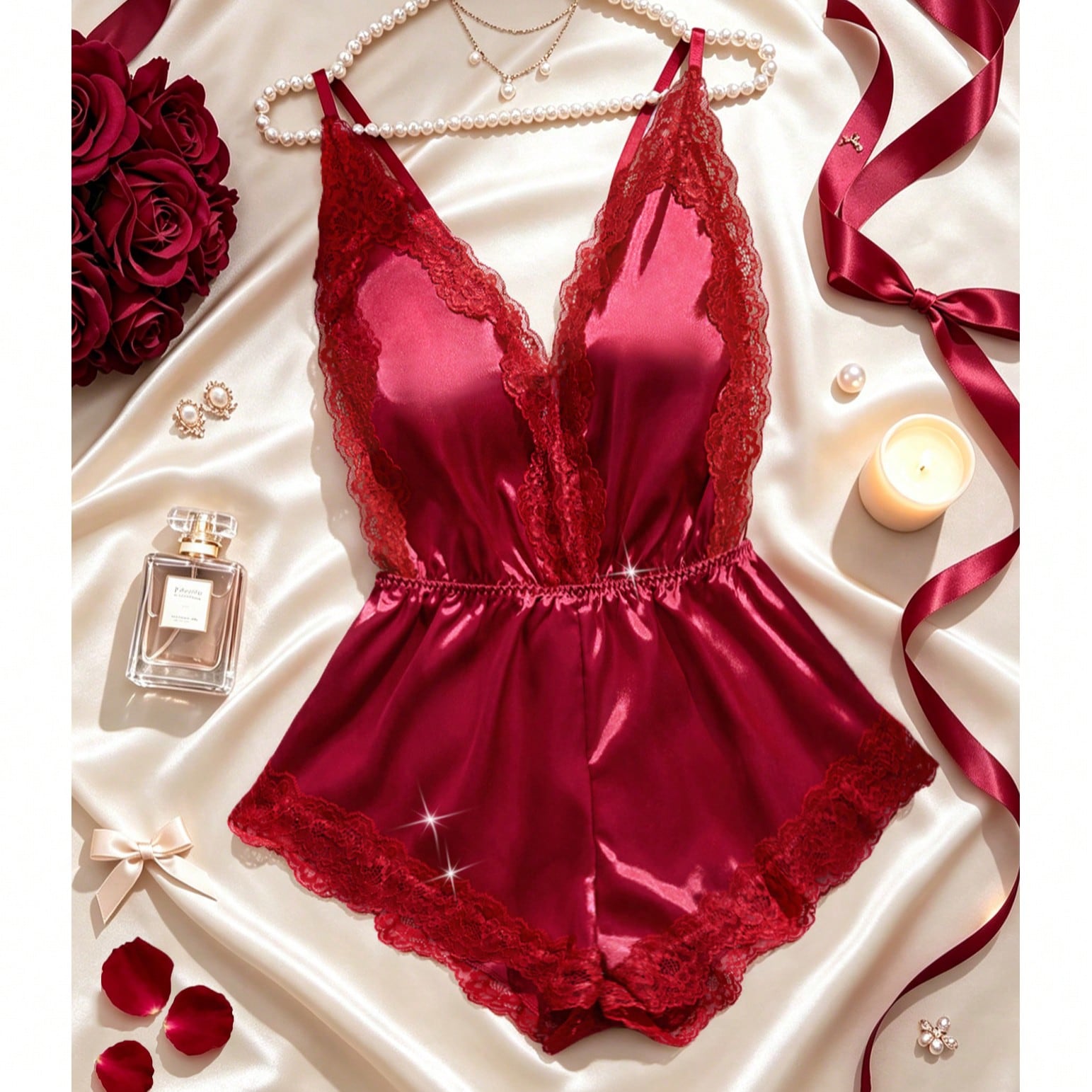 Body sexy de lencería para mujer con tirantes ajustables, escote en V profundo, patchwork de encaje, espalda descubierta, cómodo y elegante para cas