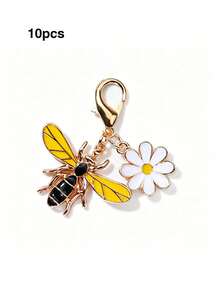 New Alloy Oil-Drip Bee Pendant Cute Animal Charm Bag Keychain Hanging Decoration Accessory - Yellow - View 12