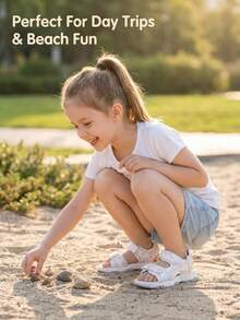 Sandalias deportivas cerradas para niñas, con estampado de mariposa, cierre de gancho y bucle, suela gruesa antideslizante y transpirable, adecuadas para playa, escuela y actividades al aire libre en verano - Blanco - Ver 8