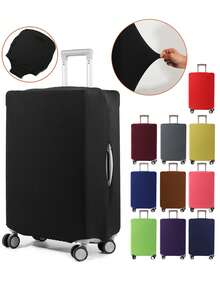 1pc Luggage Dust Cover Trolley Case Protective Cover Solid Color Travel Case Dust Cover Thickened Elastic Trolley Cover Wear Resistant, Luggage Cover - Multicolor - View 1