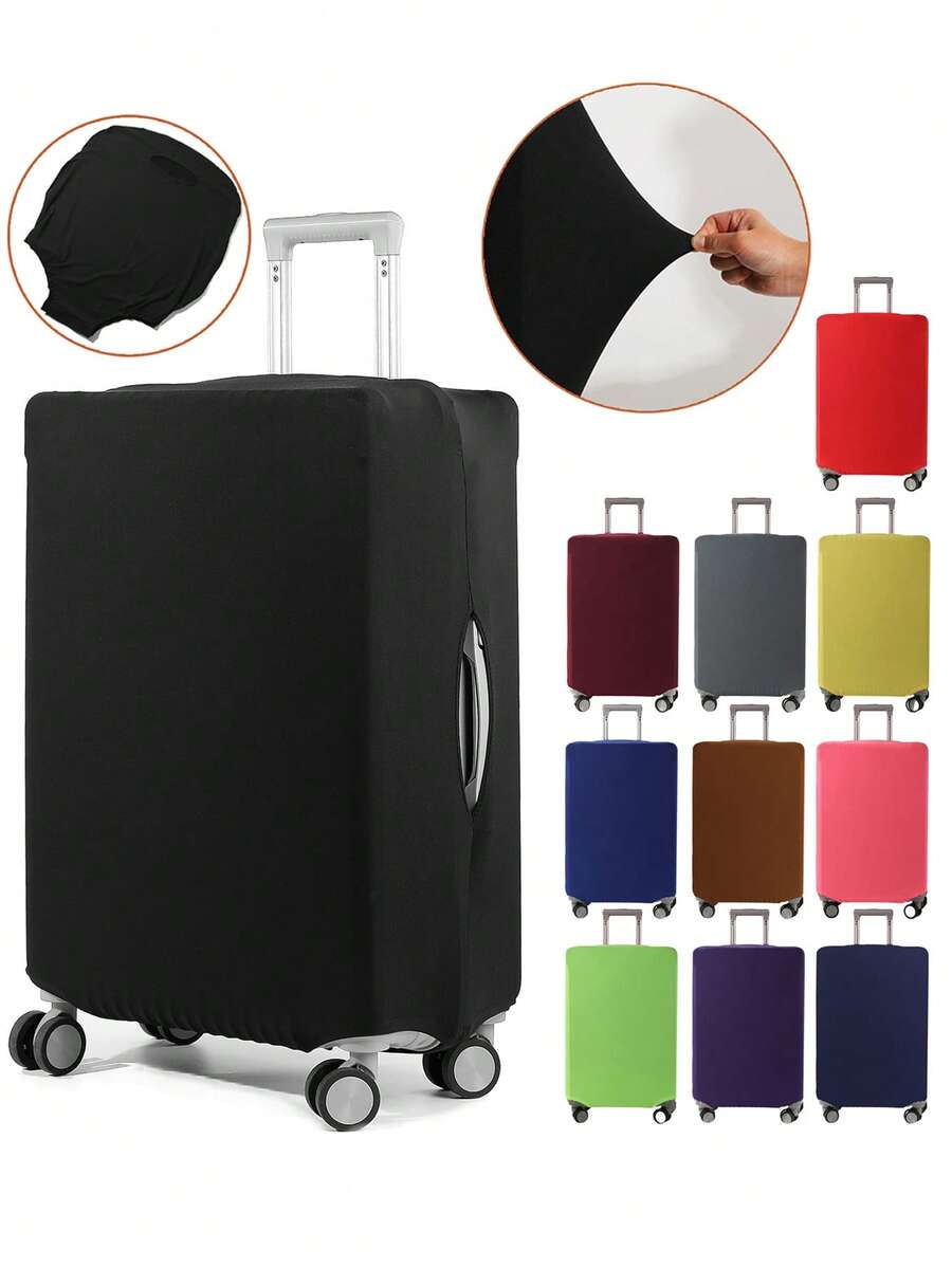 1pc Luggage Dust Cover Trolley Case Protective Cover Solid Color Travel Case Dust Cover Thickened Elastic Trolley Cover Wear Resistant, Luggage Cover - Multicolor - View 1
