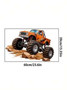 Wall Decals With Monster Trucks In Watercolor, Pink And Purple, Stickers For Boys' Toddler Rooms - Multicolor - View 8
