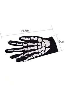 1 Pair Halloween Party Nylon Quilted Ghost Gloves, Skeleton Performance Gloves, Stage Performance Props, Suitable For All Seasons - A - View 4