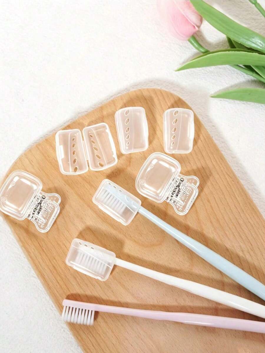 Protector de cabezal de cepillo de dientes transparente y suave de estilo aleatorio, accesorio de baño, estuche protector de cepillo de dientes para viajes, ideal para el baño y los viajes