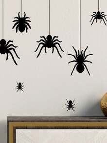 1pc Halloween Black Spider Wall Sticker, Waterproof Halloween Window Sticker, Background Decor Sticker, Home Decor Sticker, Window Decoration Sticker, Suitable For Indoor Home, Parties, Living Room, Shop Window Decoration, Wall Sticker, Home Decor - Multicolor - View 4