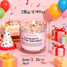 1件裝「It's Your Birthday」香氛蠟燭，附彩色珠飾，大豆蠟，玻璃罐裝，室內使用，適合生日慶祝與特殊場合，生日蠟燭 - 多樣化香型 - 查看 7