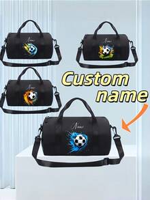 1 pieza Mini bolso bandolera cilíndrico personalizado para volver a la escuela, estampado de fútbol simple y versátil, cierre con cremallera de material de nailon, correa de hombro ajustable, transporte a mano, adecuado para clase de fútbol, entrenamiento deportivo, escuela, salidas al aire libre, compras, uso diario. Regalo de cumpleaños. - Multicolor - Ver 2