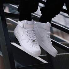 Nike Air Force 1 '07, Comfortable, Versatile, Durable, And Slip-Resistant Mid-Top Sneakers For Men, Pure White. - White - View 9