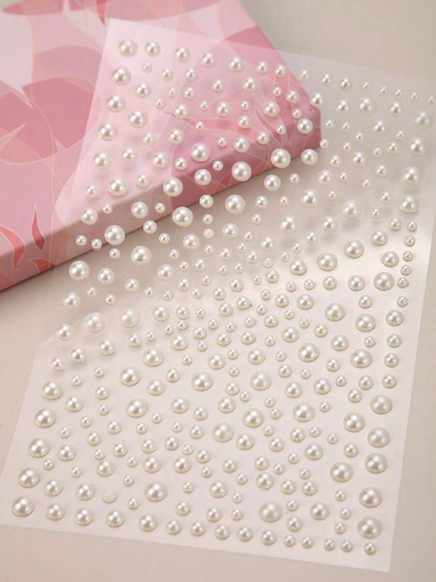 1pc Silver-White Multicolor 3d Faux Pearl Sticker For Face & Eye Makeup, Diy Dance Party Decoration,Concert Look,Face Gems - Multicolor - View 1