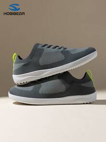 HOBIBEAR Chaussures de sport pour hommes à lacets, respirantes, légères, mode, semelle plate, minimalistes, bout large, convenant aux sports de plein air, à la salle de sport - gris - Voir 5