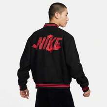 Nike CNY 男款 Logo 休閒百搭時尚長袖夾克 黑/灰 - 黑色 - 查看 3