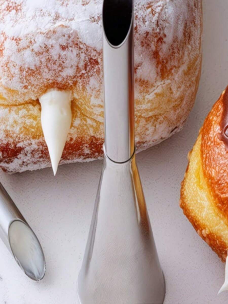 2件組不鏽鋼奶油填心花嘴，專業奶油泡芙、長條泡芙與杯子蛋糕裝飾裱花嘴，非電動精密烘焙工具