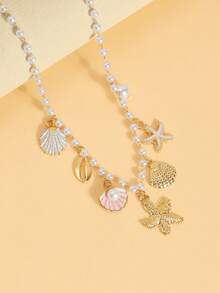 1pc Multi-Color Starfish Necklace, Beach Vacation Style Pendant, Versatile Elegant Necklace - Multicolor - View 4