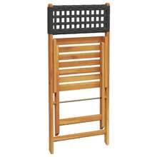 Villeneuve Folding Garden Chairs, Set Of 4, Black Poly Rattan Solid Wood - A - View 7