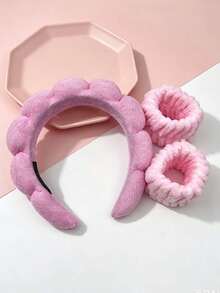 7/5/4/3/2/1pc Girls Sponge SPA Headband Wristband, Makeup Face Washing Supplies, Cloud Hair Accessories Set, With Large Flower Hair Claw Clip, Absorbent Wristband, Hair Accessories Set - Multicolor - View 21