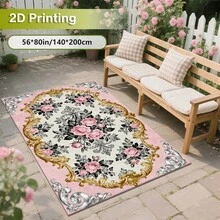Cashmere-Like Gradient Multi-Pastel Scattered Small Wildflower Soft Blended Watercolor Pattern Printed Outdoor Area Rug, Exquisite Cozy Carpets In Diverse Styles. Suitable For Home, Outdoor, Malls & Cafes, Machine Washable, Various Sizes Available. - A - View 7