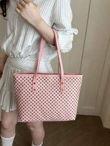 New Fashion Women's Large Capacity All-Over Print Letter Pattern Decorated Double Handle Tote Bag, Suitable For Work Commute - Multicolor - View 8
