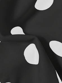 2pcs Polka Dot Elegant Halter Neck Back Tie Open Back Bikini Top With Side Tie Bikini Bottoms, Beach Pool Water Sports Seaside Women's Summer - Black - View 8