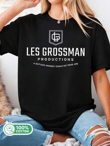 Les Grossman Productions A Nutless Monkey Might Do Your Job Cotton T-Shirt For Comedy Movie Fans. - 黑色 - 查看 1