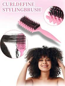 1/2/3pcs Portable Curling Brush, Nylon Bristles, Suitable For All Hair Types, Easy To Detangle And Add Volume - Multicolor - View 4