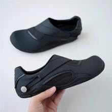 Men's Walking Shoes With Hook And Loop Closure, Breathable Mesh Barefoot Style Athletic Shoes, Lightweight Flat Training Shoes - Black - View 1
