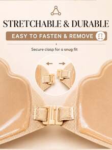 Push-Up Adhesive Bra, Self-Adhesive Strapless Backless Invisible Bra, Sweat-Proof Reusable Seamless Bra, Deep V Enhanced Bra For Wedding, Party, Daily Wear - Multicolor - View 3