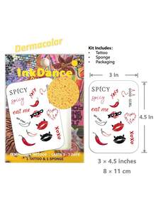 1 Kit de Tatuagens Temporárias, Tatuagens Falsas Sexy Pimenta Picante, À Prova d'Água, Coloridas, InkDance, Ink Dance, Fácil de Aplicar e Remover CSX059 - Multicolorido - Visão 3