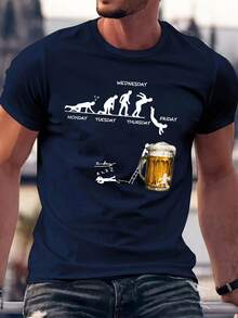 Men'S 180G 100% Casual T-Shirt, Plus Size - 黑色 - 查看 1