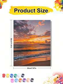 Peinture à l'huile DIY par numéros sur canevas paysage de plage au coucher du soleil, artisanat pour adultes, décoration murale pour la maison, cadeau de fête, kit de peinture créatif et relaxant personnalisé pour la décoration du salon et de la chambre - Ensembles - Voir 8