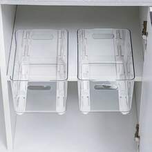 2pcs/Set Drawer Storage Basket Slide Rail, Adhesive Drawer Guide Rail, Pull-Out Basket Track Plastic Accessories, Multi-Purpose Kitchen Bedroom Dorm Storage Box Rail Strip, Suitable For Kitchen, Bedroom, Drawer Storage Accessories - B - View 3