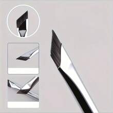 4 Peças Pincel de Delineador Angulado Aprimorado, Pincel de Delineador com Ponta de Lâmina, Pincel de Pálpebra em Formato de Foice Plano para Linha de Cílios Inferior e Detalhamento dos Olhos - Preto - Visão 2