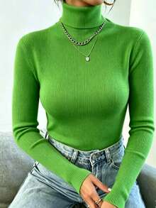 Women's Basic Turtleneck Knit Sweater Wool Fashion Super Fast Shipping !!! - Green Grass - View 2