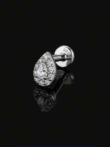 1Pc 0.1CT D Color Moissanite 925 Sterling Silver Flat Back Stud Earrings Hypoallergenic Multi Shape Cartilage Piercing Jewelry For Daily Wedding Brida - Silver - View 7
