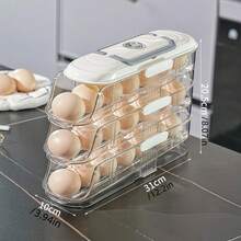 Egg Storage Rack, Refrigerator Egg Holder Box, Egg Basket, Space-Saving, Automatic Egg Rolling Organizer, Large Capacity Egg Dispenser, Suitable For Refrigerator Storage - Multicolor - View 16