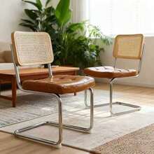 Dining Chairs Set Of 2, Faux Leather Accent Chairs With  Legs, Modern Mid Century Breuer Designed Chairs - Brown - View 4