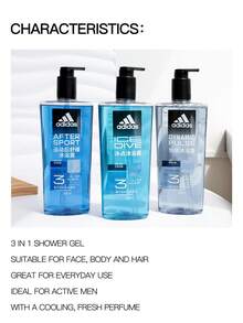 Adidas 3-In-1 Men's Body Wash - Post-Workout Soothing/Cooling/Energizing 250ml/600ml - Freezing Point 600ml - View 4