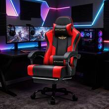 EXRACING Gaming Chair - Ergonomic Gaming Chair With Footrest, Headrest And Lumbar Support, Height Adjustable, Padded, 180 Kg - 紅色 - 查看 2