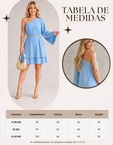 Vestido Feminino Curto Casual Festa Feminino Modinha Menina Moderna Mula Manca - Azul bebê - Visão 7