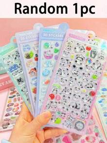 Q-Lia Cute And Creative Decorative Stickers, Soothing Handmade Sticker Book, Heartwarming School Reward Stickers, DIY "Guka" Stickers For Pet Lovers, 3D Anime Stickers, And Cute Vintage 3D Embossed Crystal-Effect Stickers; Suitable For Smartphone Cases, Phone Decoration, Laptops, And School Supplies. - Multicolor - View 9